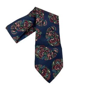 Vintage Christian Dior Monsieur Blue Floral‎ Silk Neck Tie